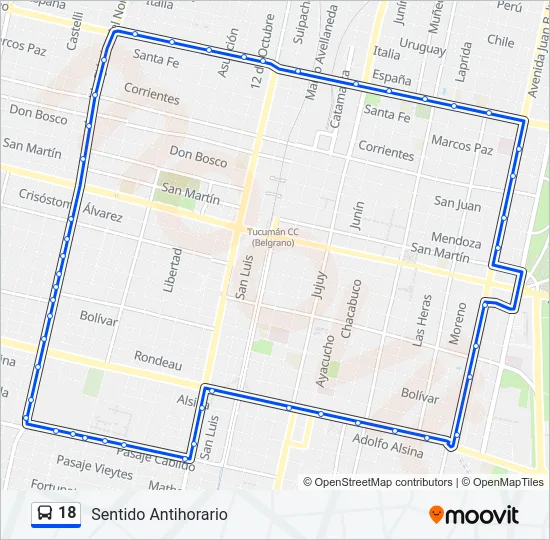18 Bus Line Map
