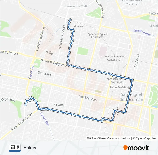 9 Bus Line Map