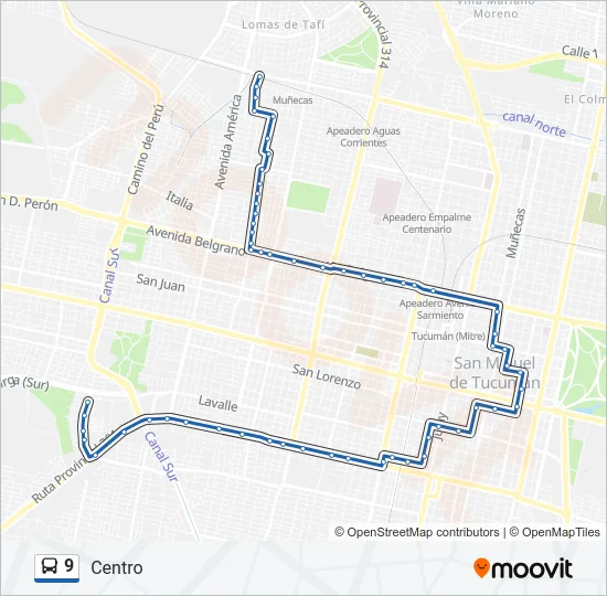 9 Bus Line Map