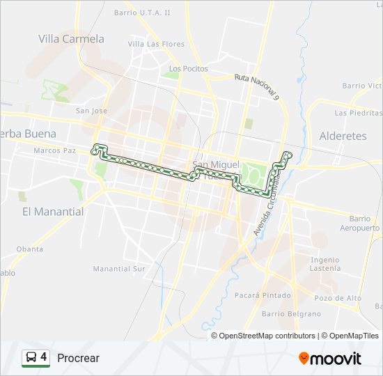 Mapa de 4 de autobús