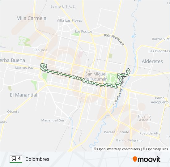 Mapa de 4 de autobús
