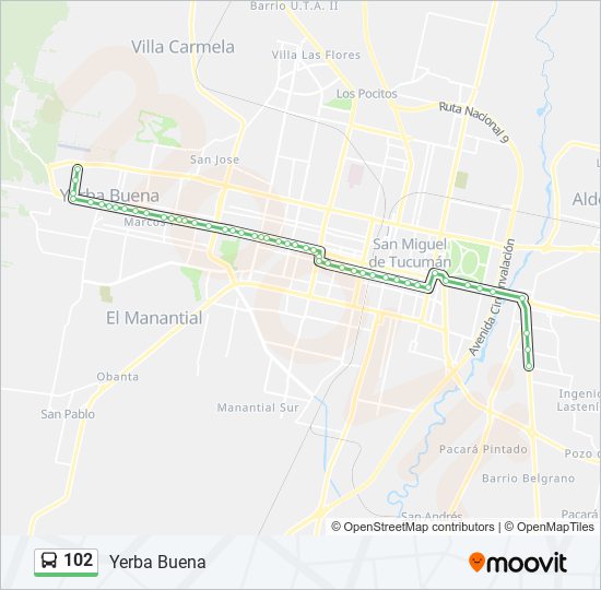 102 bus Line Map