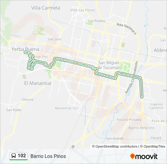 102 Bus Line Map