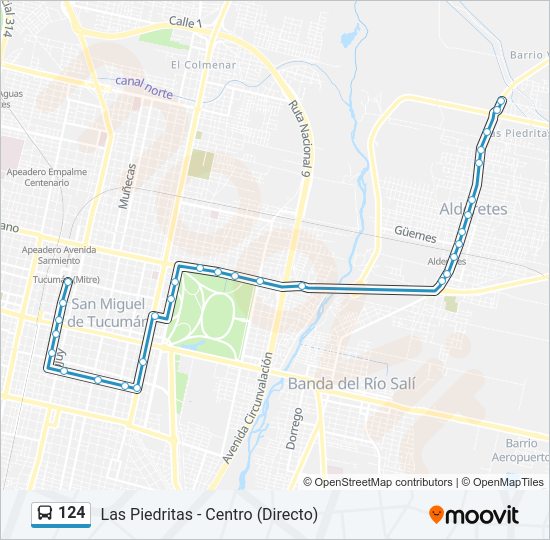 Mapa de 124 de autobús