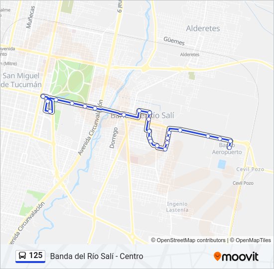 Mapa de 125 de autobús