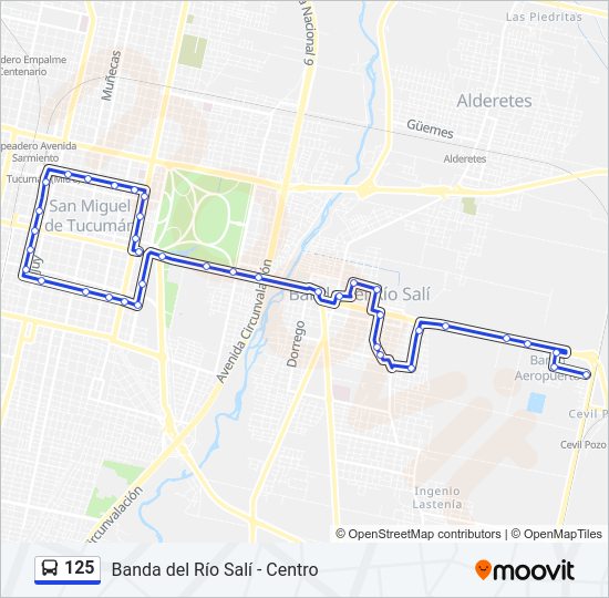 Mapa de 125 de autobús