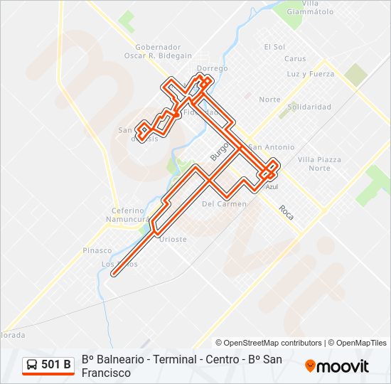 501 B Bus Line Map