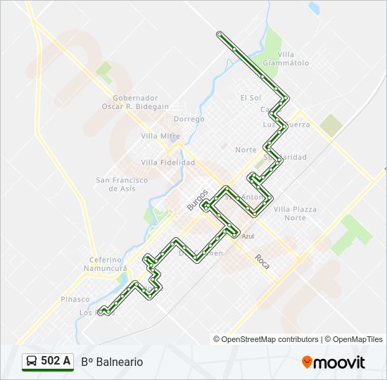 502 A Bus Line Map