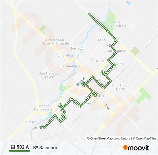 502 A Bus Line Map