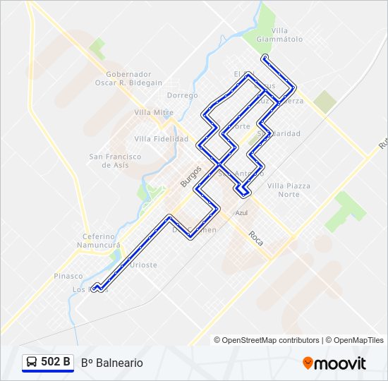 502 B Bus Line Map