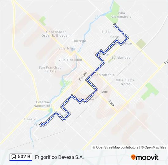502 B Bus Line Map