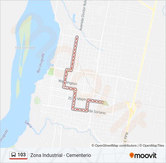 Mapa de 103 de autobús