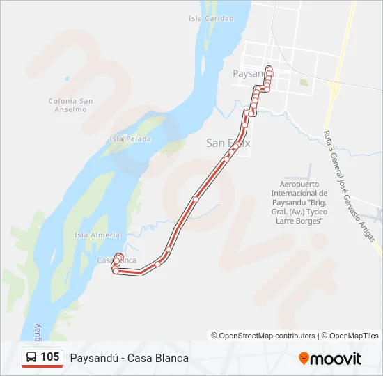 105 Bus Line Map