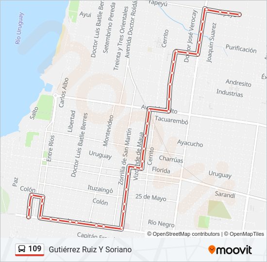 Mapa de 109 de autobús
