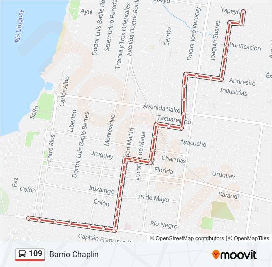 Mapa de 109 de autobús