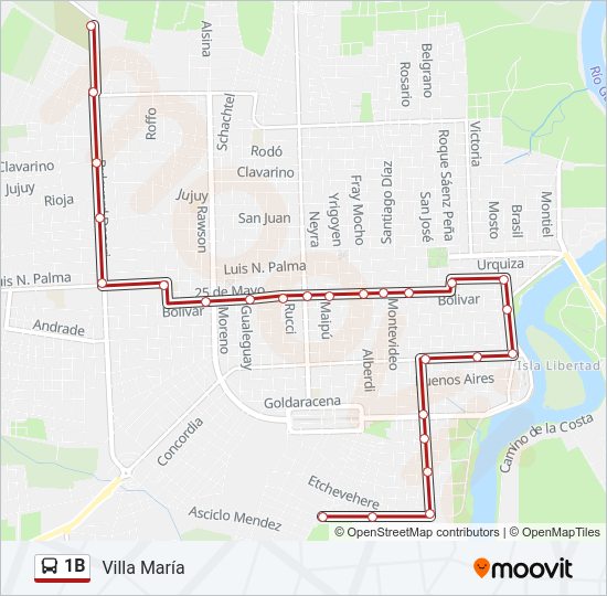 1B Bus Line Map