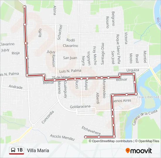 1B Bus Line Map