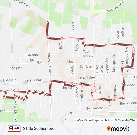 Mapa de 4A de autobús