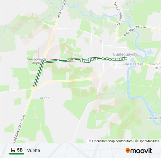 Mapa de 5B de autobús