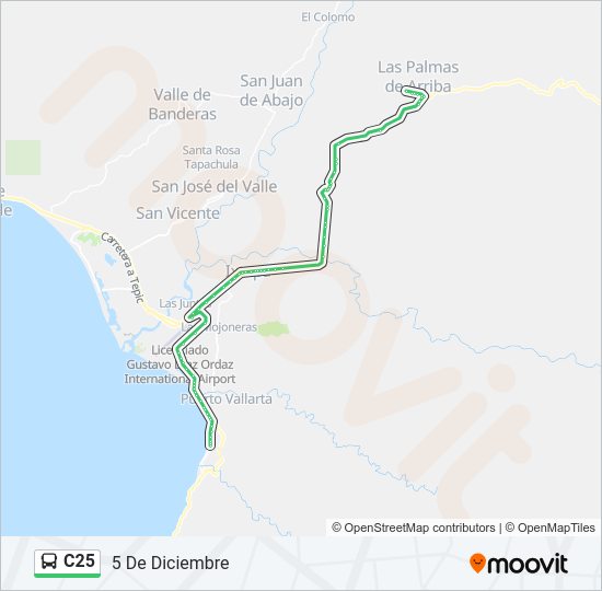 Mapa de C25 de autobús