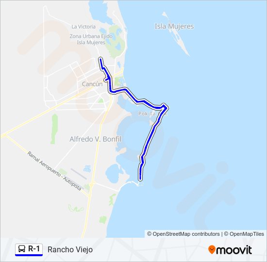 R-1 bus Line Map