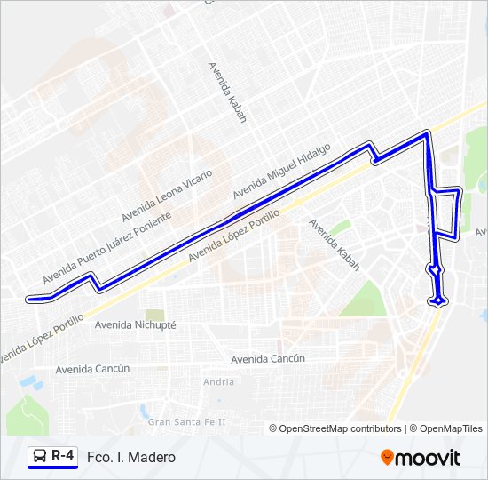 Mapa de R-4 de autobús