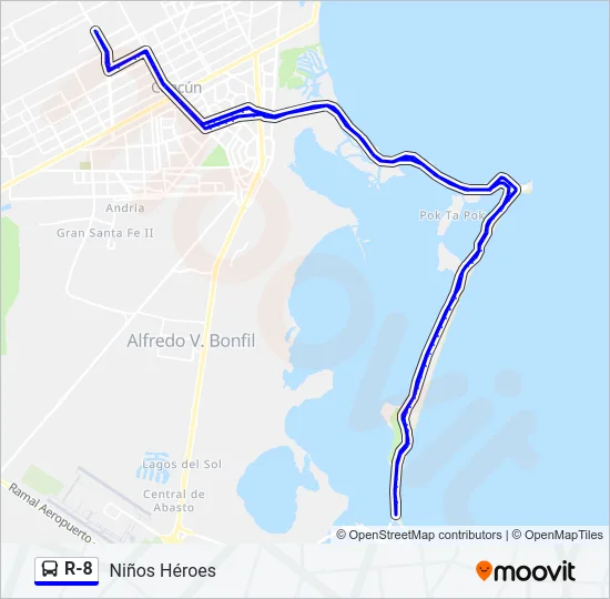 R-8 Bus Line Map