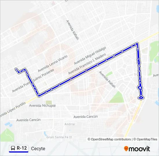 R-12 Bus Line Map