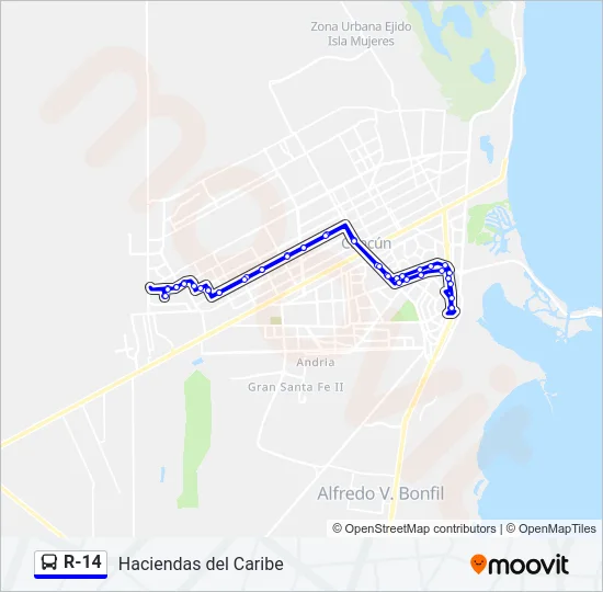 R-14 Bus Line Map