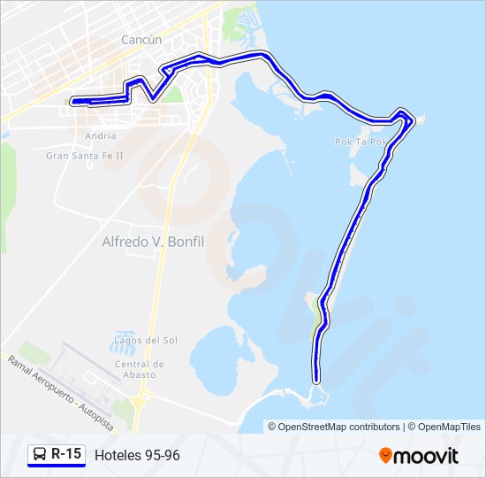 Mapa de R-15 de autobús