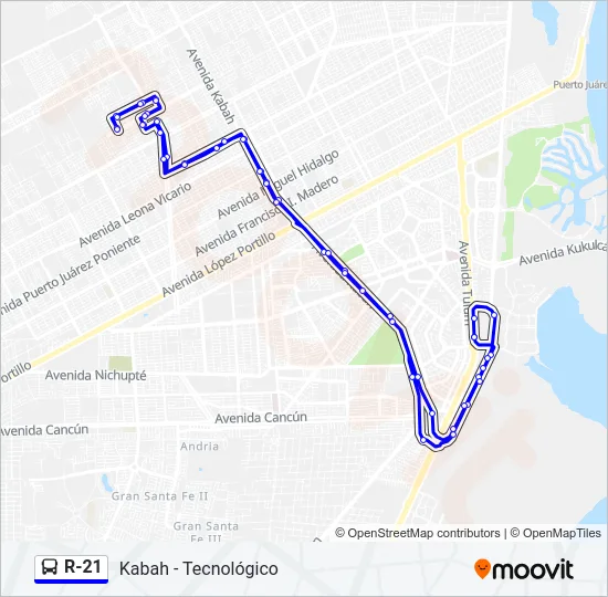 R-21 Bus Line Map