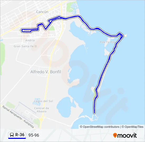 R-36 Bus Line Map