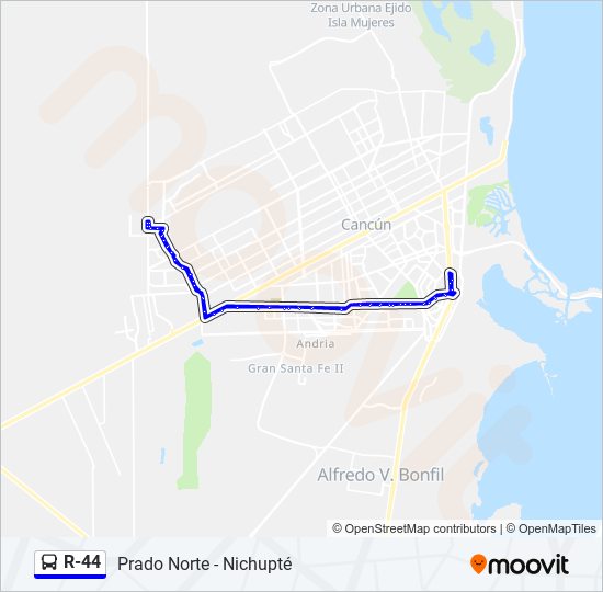 Mapa de R-44 de autobús