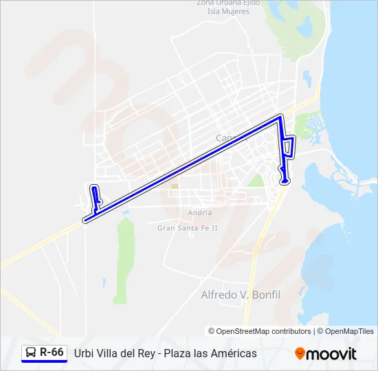 R-66 Bus Line Map