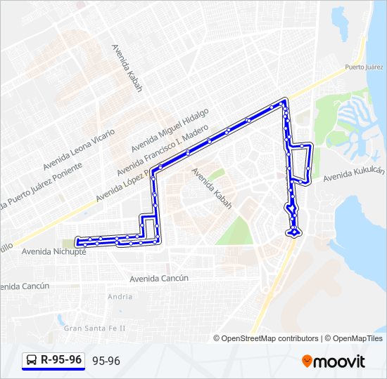 Mapa de R-95-96 de autobús