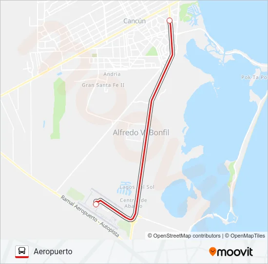 AEROPUERTO - CANCUN CENTRO Bus Line Map