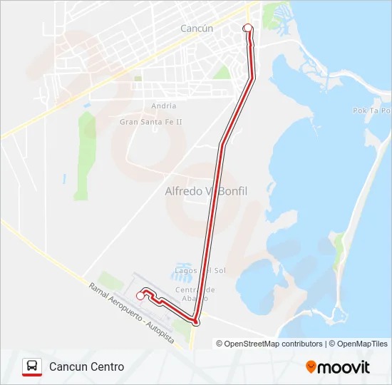 AEROPUERTO - CANCUN CENTRO Bus Line Map
