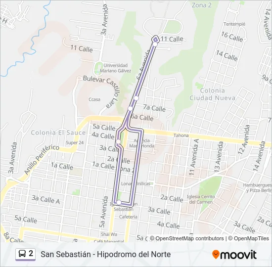 2 Bus Line Map