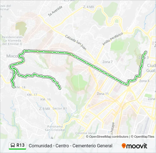R13 Bus Line Map