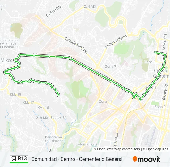 R13 Bus Line Map