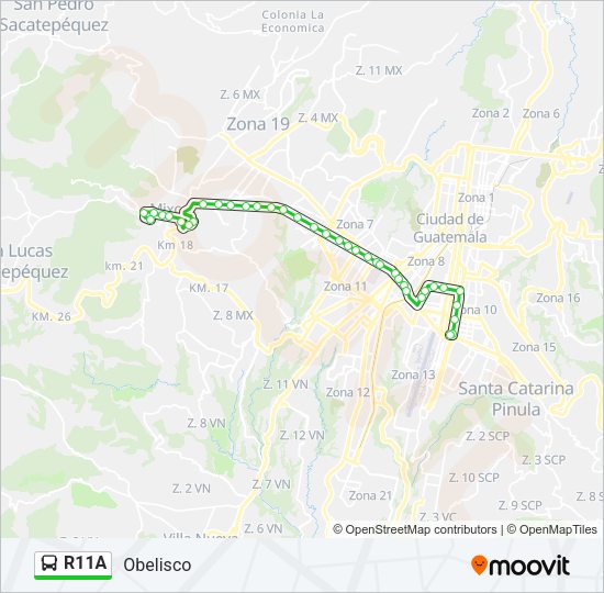 Mapa de R11A de autobús