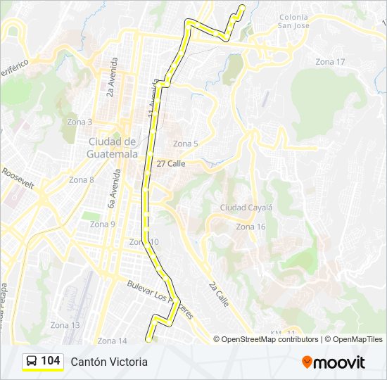 Mapa de 104 de autobús