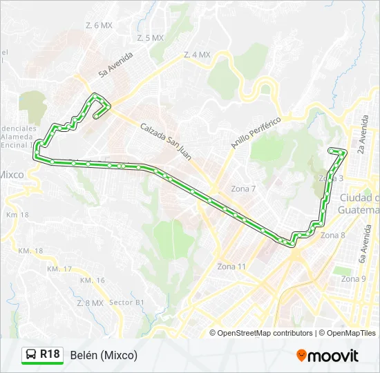 R18 Bus Line Map