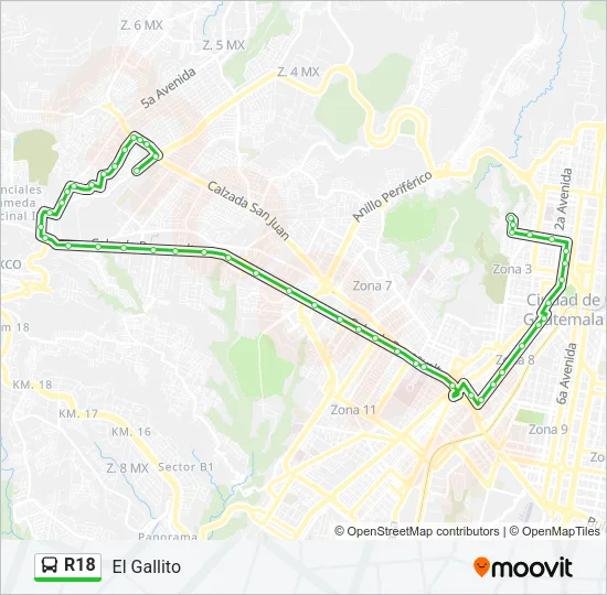 R18 Bus Line Map