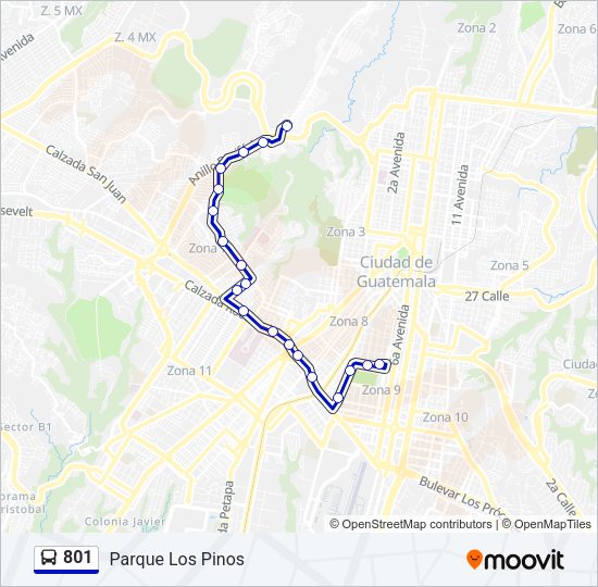 Mapa de 801 de autobús
