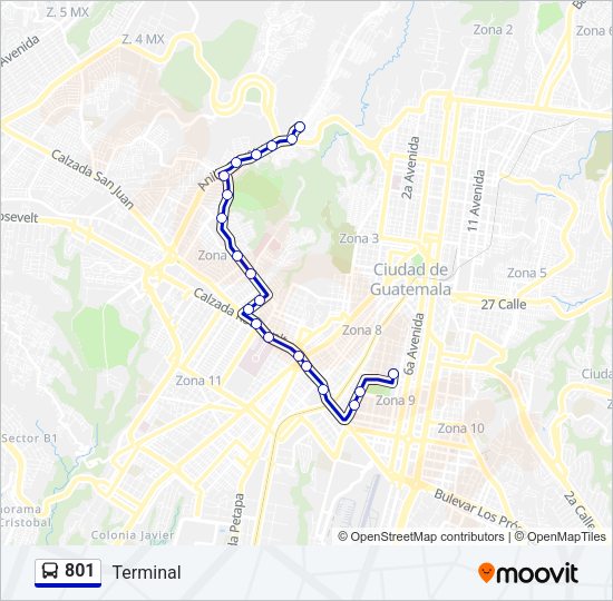 Mapa de 801 de autobús
