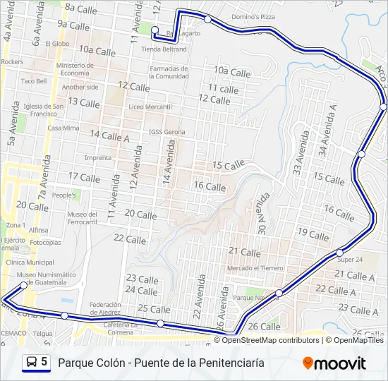 5 Bus Line Map