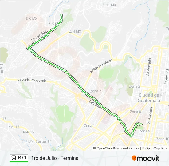 R71 Bus Line Map