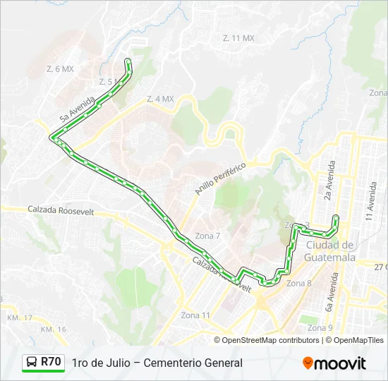 R70 Bus Line Map