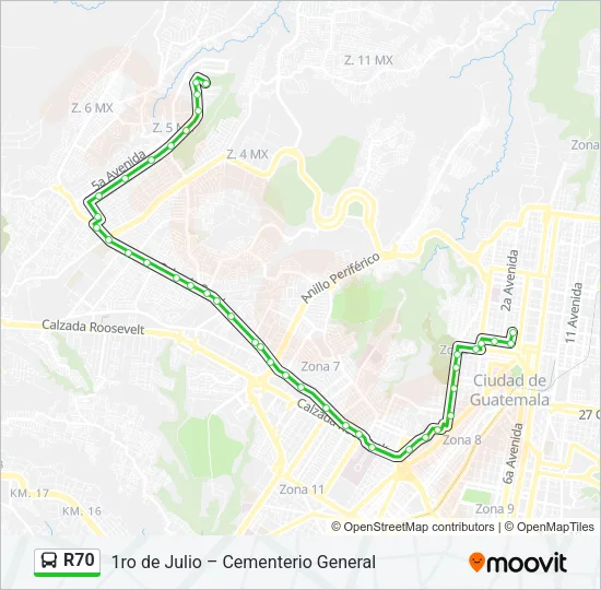 R70 Bus Line Map